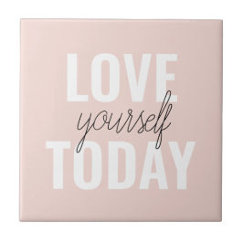 Positive Liebe Sie heute Pastel Pink Zitat Fliese