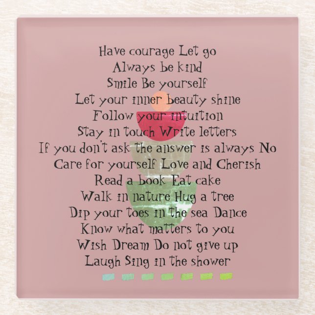 Positive Life Quotes Glück Pink Abstrakt Glasuntersetzer (Vorderseite)