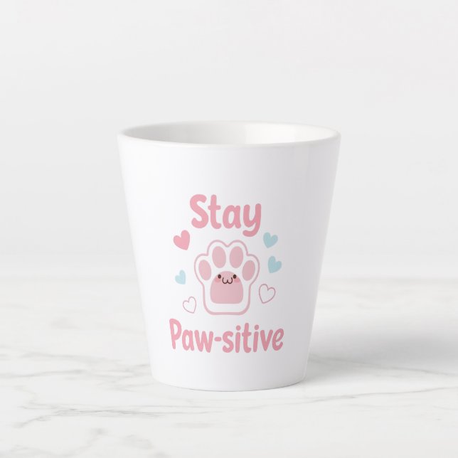 Positive Paw Print with Hearts Milchtasse (Vorderseite)