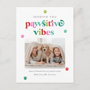 Positive Pfoten Editierbare Farb-Feiertagspostkart Feiertagspostkarte