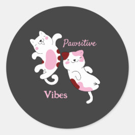 Positive Pfoten-Vibes Runder Aufkleber