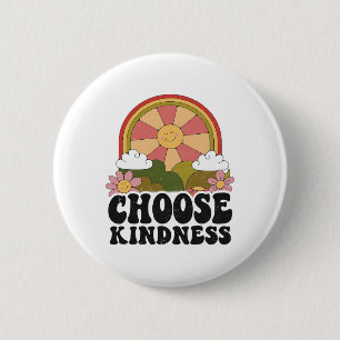 Positive Sun Peace Hippie Wählen Sie Kindness Eart Button