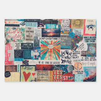 Positive Vibes Collage Wrapping Paper Geschenkpapier Set