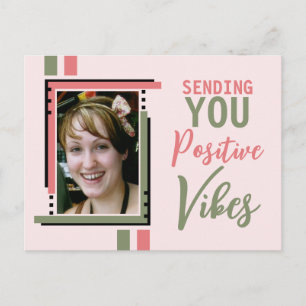 Positive Vibes Ermutigung hinzufügen Foto grün pin Postkarte