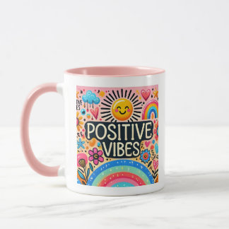 Positive Vibes, farbenfrohe Tasse