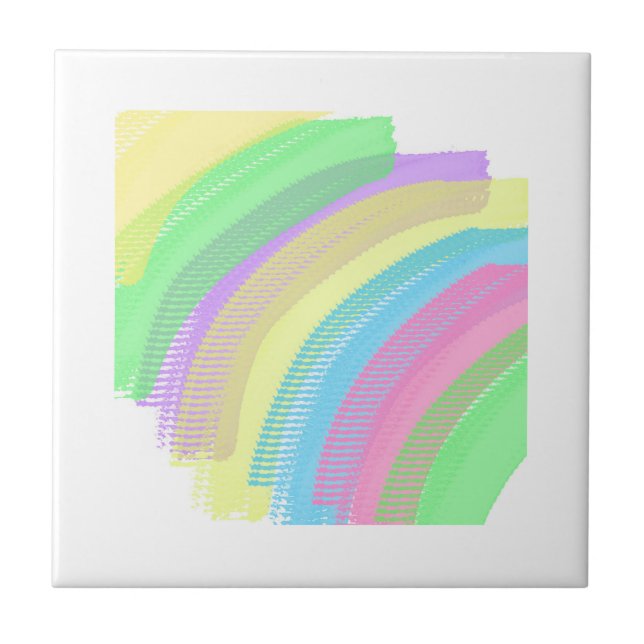 Positive Vibes Happy Pastel Colors Abstrakte Kunst Fliese (Vorderseite)