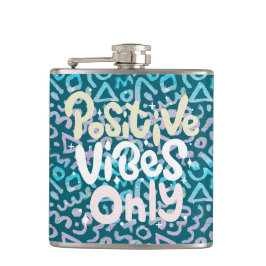 Positive Vibes nur grün geometrisch boho Flachmann