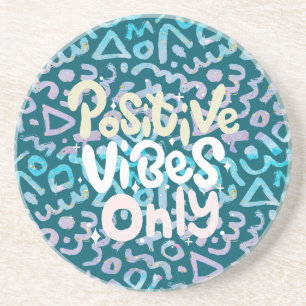 Positive Vibes nur grün geometrisch Getränkeuntersetzer