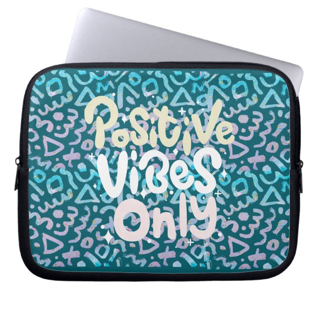 Positive Vibes nur grün geometrisch Laptopschutzhülle (Vorderseite)