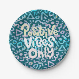 Positive Vibes nur grün geometrisch Pappteller