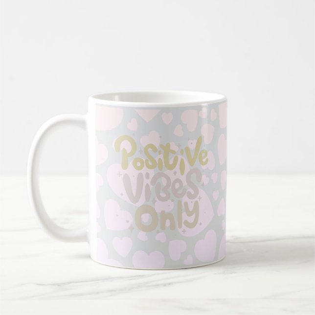 Positive Vibes nur neutrale Farbe boho Stil Kaffeetasse (Links)