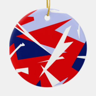 Positive Vibes Red Blue White Keramik Ornament