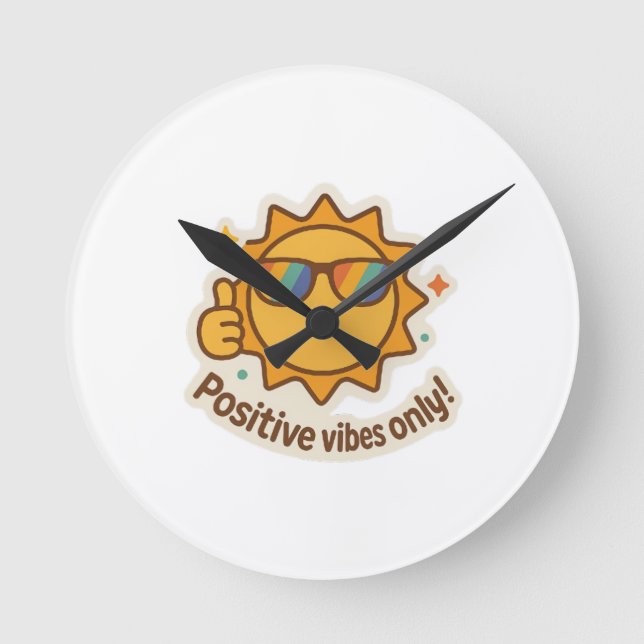 Positive Vibes Runde Wanduhr (Vorderseite)