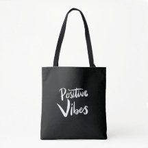 Positive Vibes Schwarze Tote-Tasche – Minimalistis