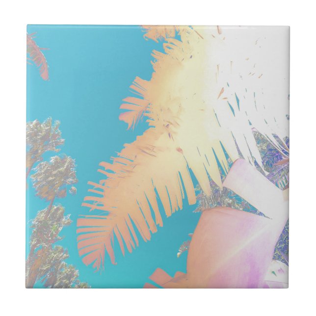 Positive Vibes Tropical Palm Trees Fliese (Vorderseite)