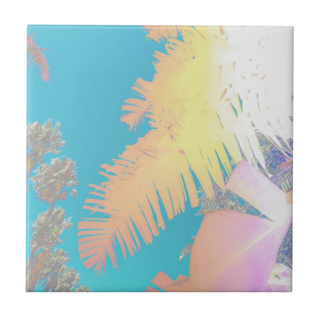 Positive Vibes Tropical Palm Trees Fliese (Vorderseite)