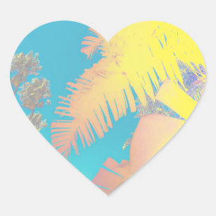 Positive Vibes Tropical Palm Trees Herz-Aufkleber