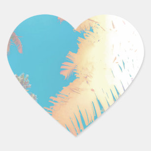 Positive Vibes Tropical Palm Trees Herz-Aufkleber