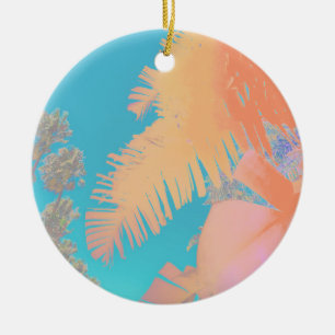 Positive Vibes Tropical Palm Trees Keramik Ornament