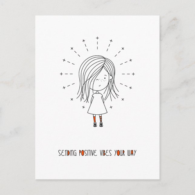 Positive Vibes Your Way Niedlich Girl senden Postkarte (Vorderseite)