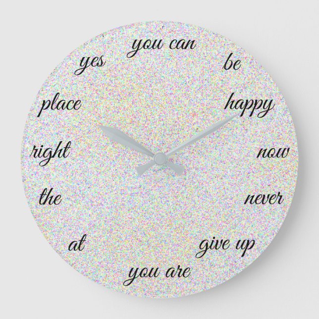 Positive Worte kreativ Motivierend Große Wanduhr (Vorderseite)