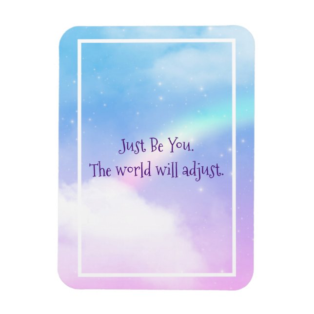 Positive Worte mit pastellfarbenen Wolken und eine Magnet (Vertikal)