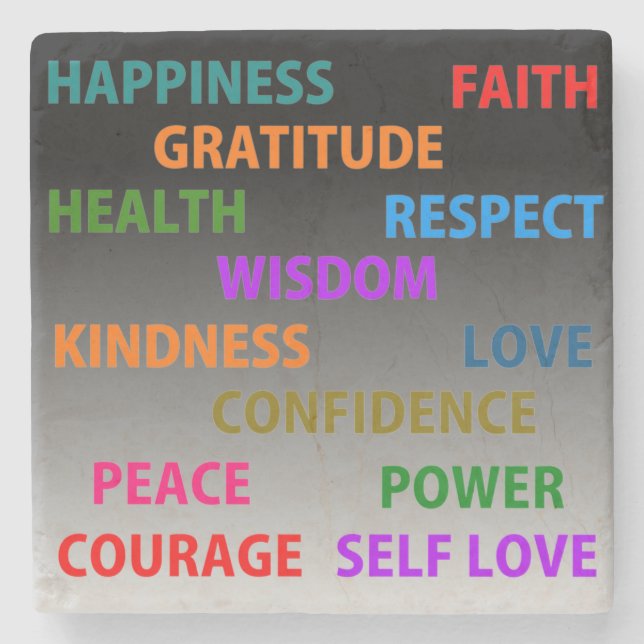 Positive Worte Steinuntersetzer (Vorderseite)