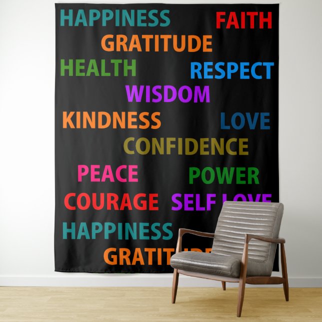 Positive Worte Wandteppich (Beispiel)
