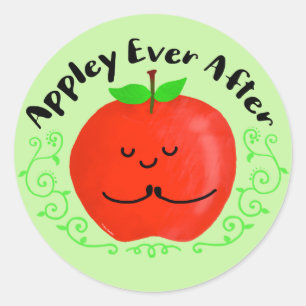 Positiver Apple Pun - Appley für immer Runder Aufkleber