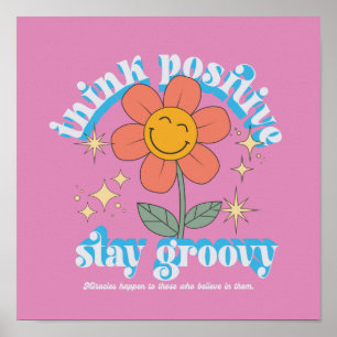 Positiver Bleibe Groovy Slogan Poster