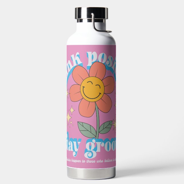 Positiver Bleibe Groovy Slogan Trinkflasche (links)