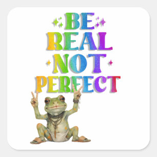 Positiver Boho-Frosch Hippie Quadratischer Aufkleber