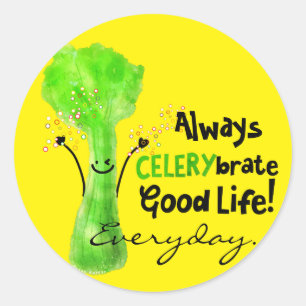 Positiver Celery Pun - immer Celerybrate Good Life Runder Aufkleber