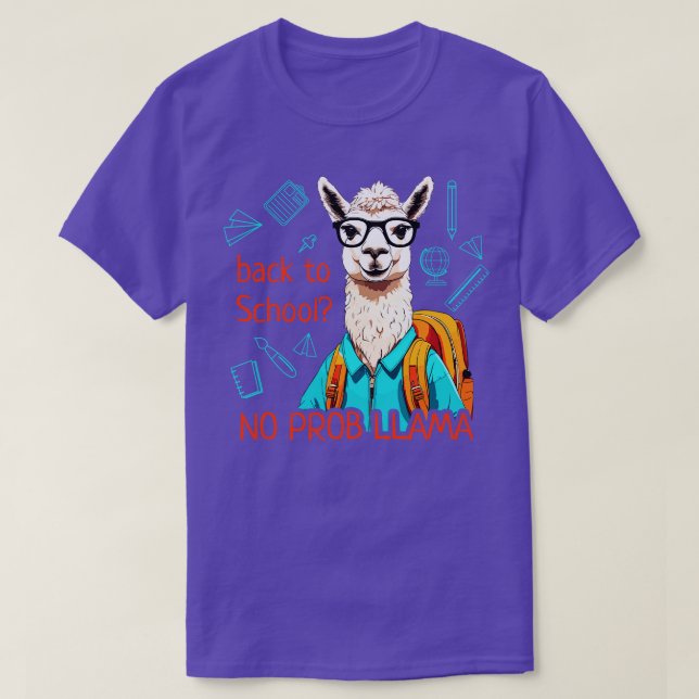 Positiver Lama mit Brille und Schulrucksack Ba T-Shirt (Design vorne)