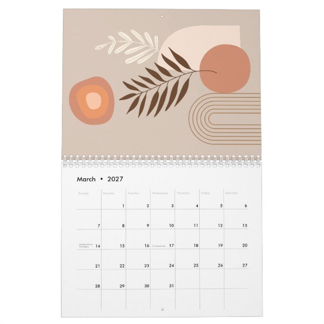 Positiver Pflanze Leaf Boho Sun Arch Calendar Kalender (Mär 2027)