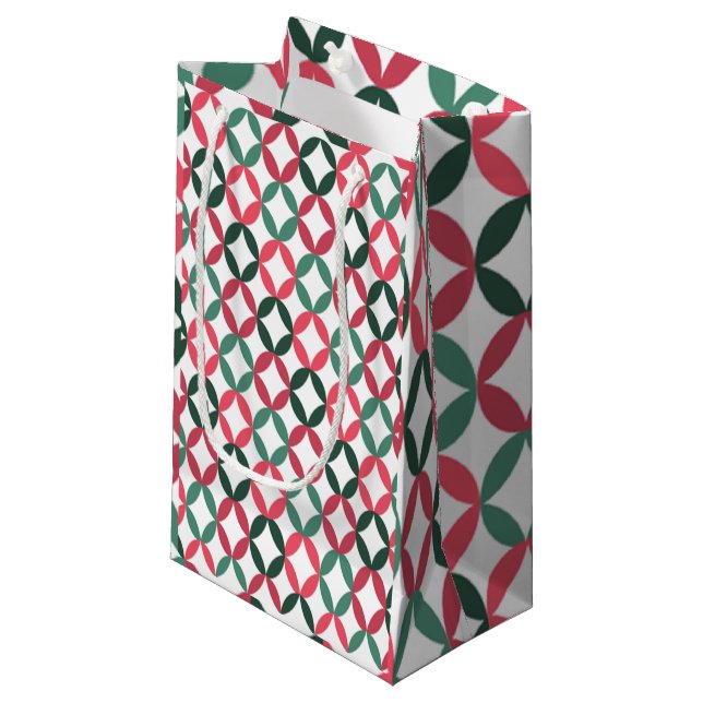 Positiver und negativer Raum - Aquamarin und rosa Kleine Geschenktüte (Vorderseite Schrägansicht)