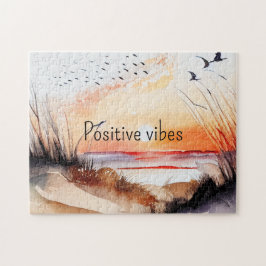 Positiver Vibes Beach Sonnenuntergang mit Vögeln