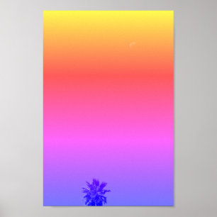 Positiver Vibes Tropical Palm Tree Moon Minimalism Poster