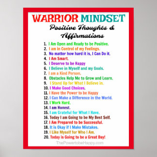 Positives Affirmations Poster - Warrior Mindset