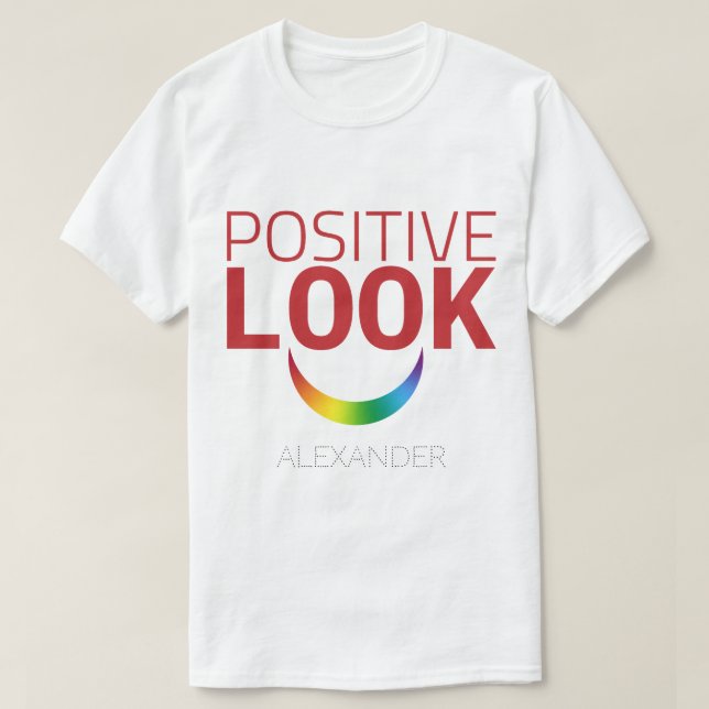 Positives Aussehen Lächeln Red Rainbow GAY LGBT Al T-Shirt (Design vorne)