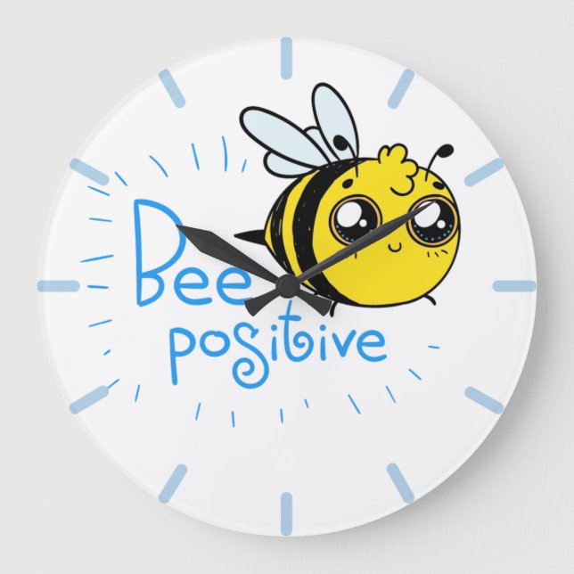 Positives Denken Bee Positive Niedliche Biene Große Wanduhr (Vorderseite)
