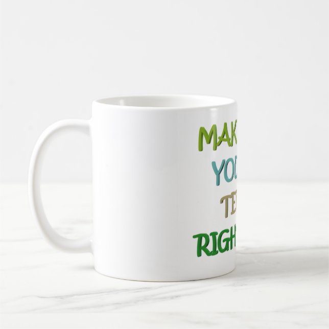 Positives Denken Logo-Nachricht Farben grün Kaffeetasse (Links)