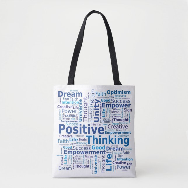 Positives Denken Word Cloud - Blau Tasche (Vorderseite)