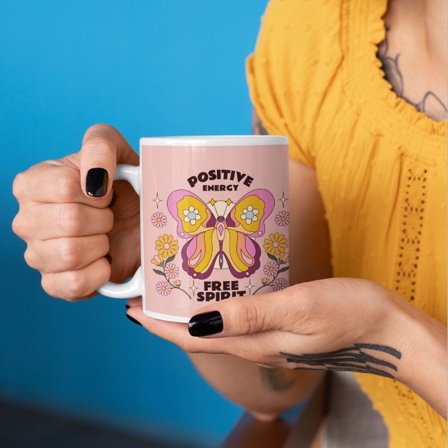 Positives Energieangebot Farbenfrohe Blume Kaffeetasse (Von Creator hochgeladen)