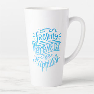 Positives Kaffee Zitat Blue Calligraphy Tall White Milchtasse