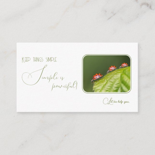Positives motivierend Zitat mit kleinen Ladybugs Visitenkarte (Vorderseite)