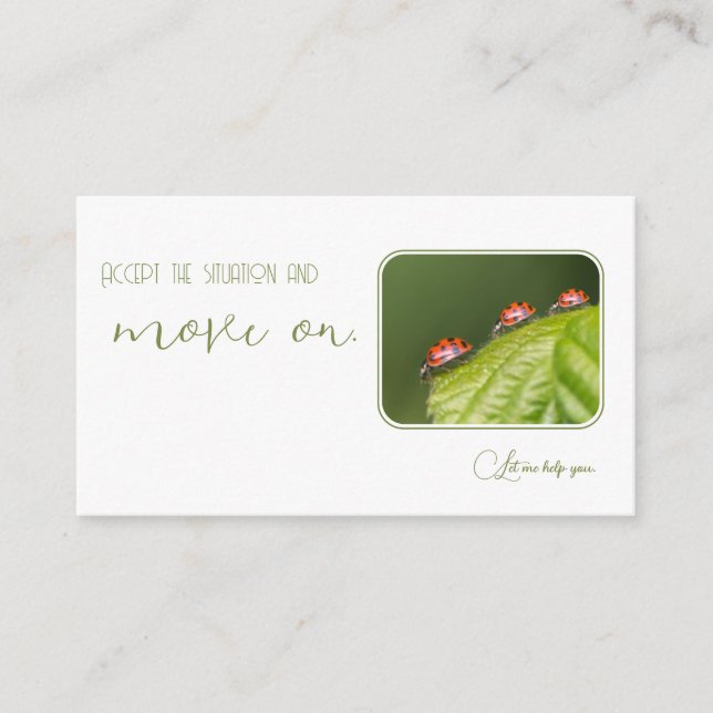 Positives motivierend Zitat mit kleinen Ladybugs Visitenkarte (Vorderseite)