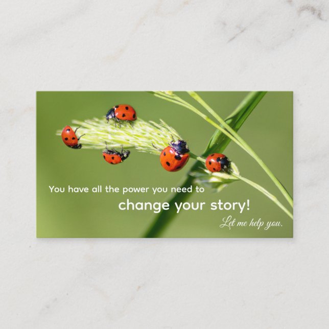 Positives motivierend Zitat mit kleinen Ladybugs Visitenkarte (Vorderseite)