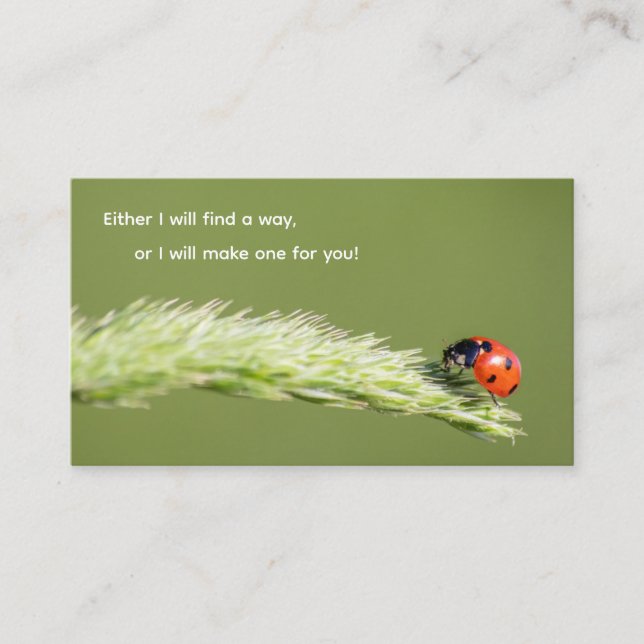 Positives motivierend Zitat mit wenig Ladybug aber Visitenkarte (Vorderseite)