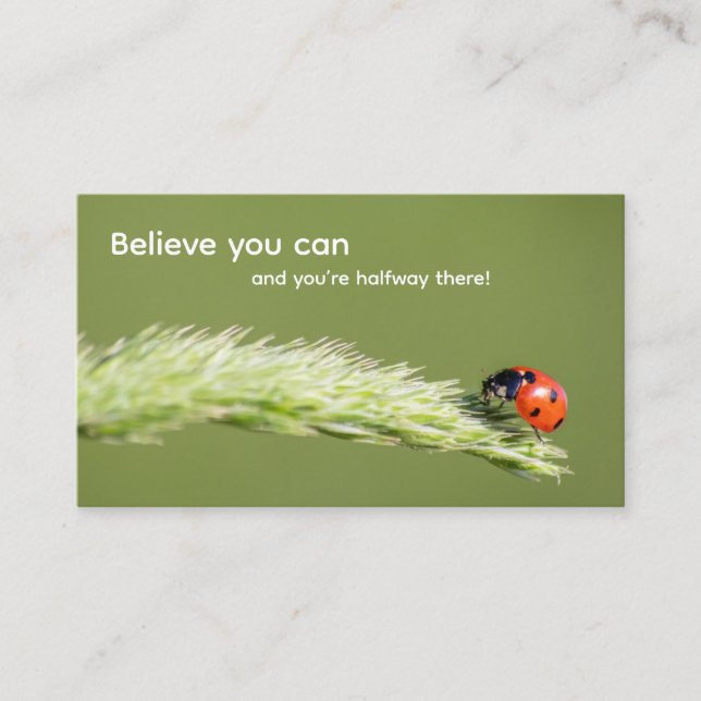 Positives motivierend Zitat mit wenig Ladybug Visitenkarte (Vorderseite)